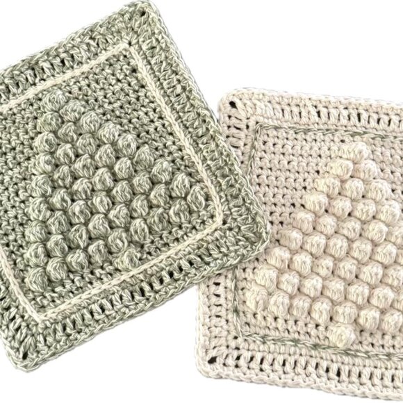 Set of Christmas Tree Dishcloth , Hot Pad, Hand Crocheted - 100% Cotton - Picture 1 of 4